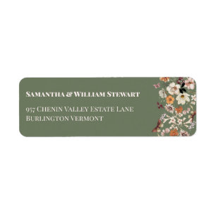 Chic Boho Wildflower Rustic Sage Green Wedding Label
