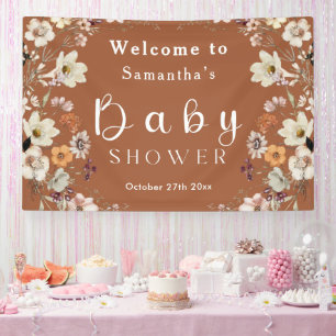 Chic Boho Wildflower Terracotta Baby Shower Banner