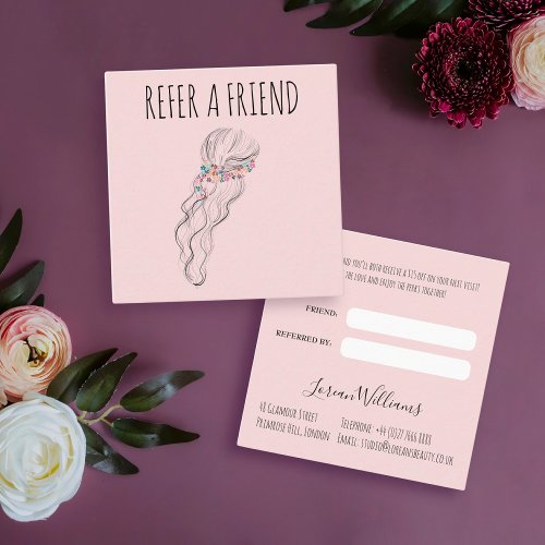 Chic boho wildflower Wedding Hair Stylist floral Appointment Card