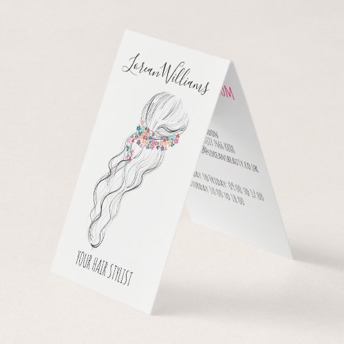 Chic boho wildflower Wedding Hair Stylist floral Business Card