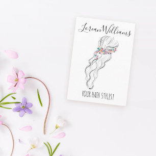 Chic boho wildflower Wedding Hair Stylist floral Business Card