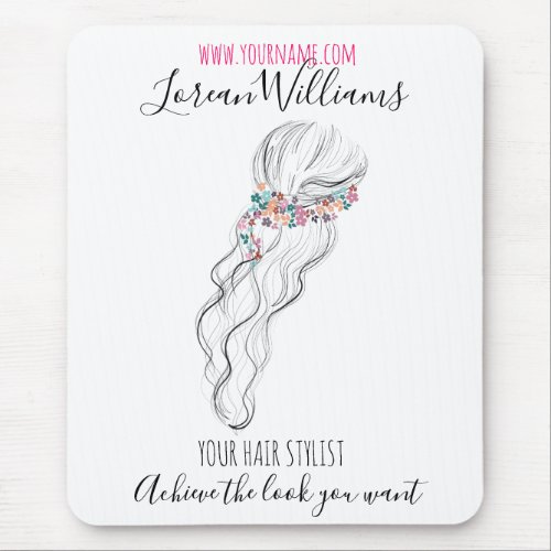 Chic boho wildflower Wedding Hair Stylist floral Mouse Pad
