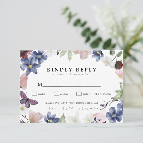 Chic Boho Wildflower Wedding RSVP Card