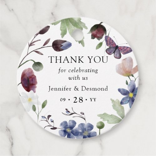 Chic Boho Wildflower Wedding Thank You Favor Tags