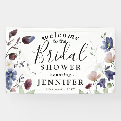 Chic Boho Wildflowers Bridal Shower Banner