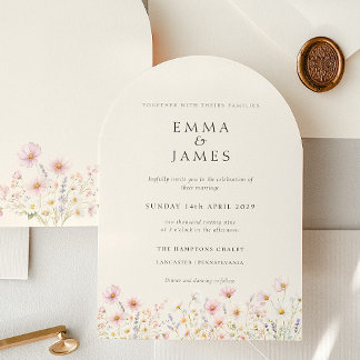 Chic Boho Wildflowers Spring Summer Wedding Invitation