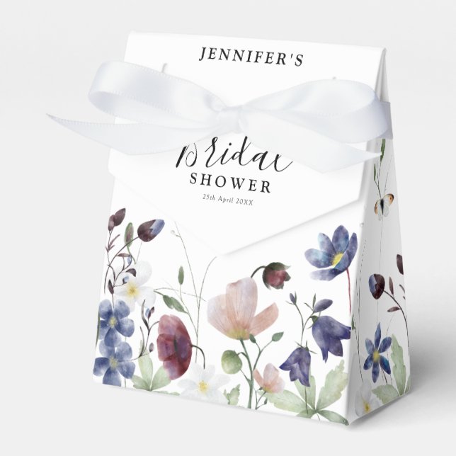 Chic Boho Wildflowers Wedding Bridal Shower Favor Boxes (Front Side)
