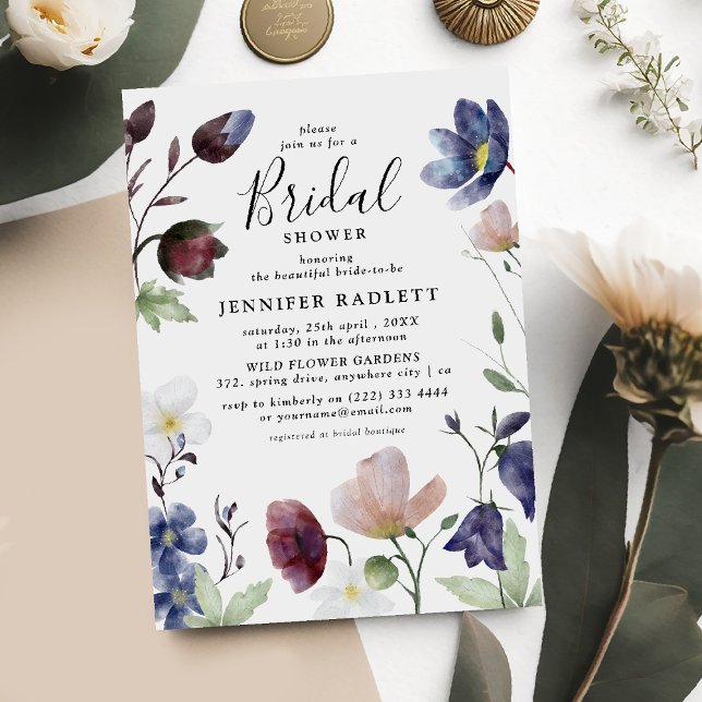 Chic Boho Wildflowers Wedding Bridal Shower Invitation (Creator Uploaded)