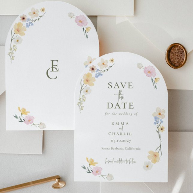  Chic Boho Wildflowers Wedding Save the Date Invitation (Creator Uploaded)