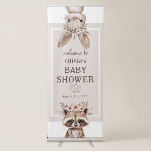 Chic Boho Woodland Animals Baby Shower Retractable Banner