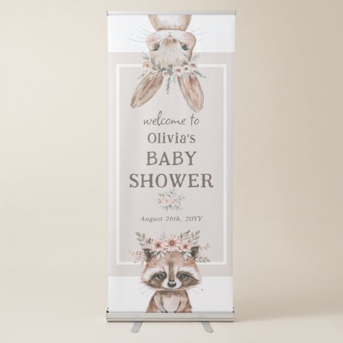 Chic Boho Woodland Animals Baby Shower Retractable Banner