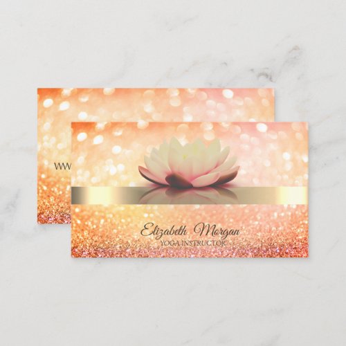 Chic Bokeh Gold Lotus Flower Yoga Instructor Business Card