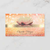 Chic Bokeh Gold, Lotus Flower Yoga Instructor Business Card (Front)