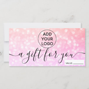 Chic bokeh pink glitter logo gift certificate