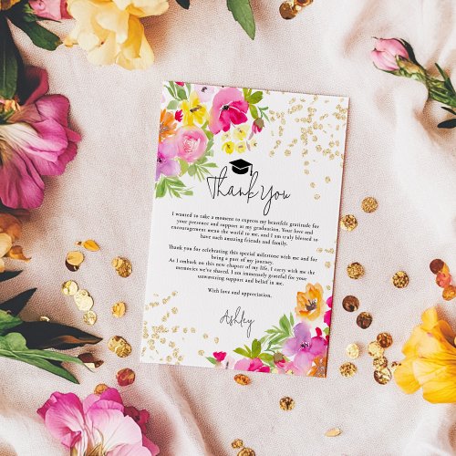 Chic Bold Boho Glitter Watercolor Graduation 