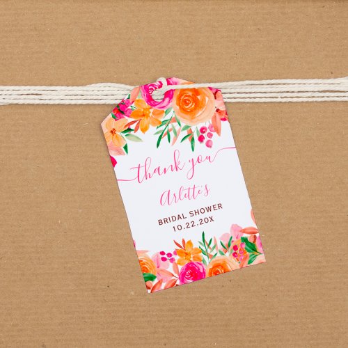 Chic Bold fall floral watercolor bridal shower Gift Tags