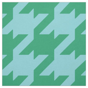 Chic bold green turquois houndstooth pattern fabric