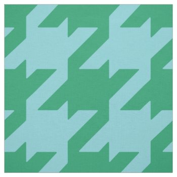 Chic Bold Green Turquois Houndstooth Pattern Fabric by TintAndBeyond at Zazzle