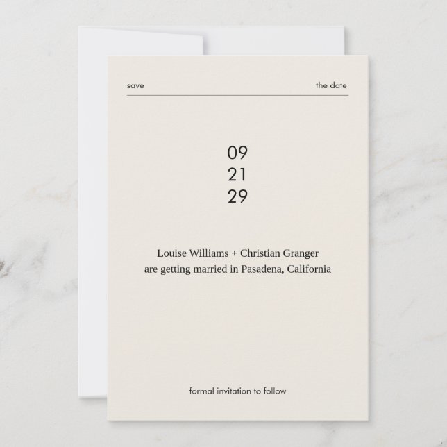 Chic Bold Minimalist Editorial Wedding SavetheDate Invitation (Front)