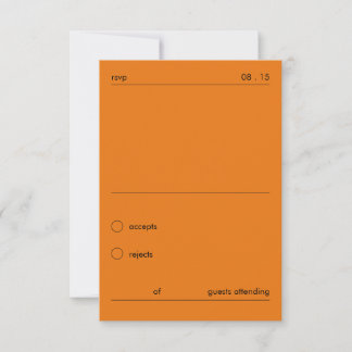 Chic Bold Minimalist Orange Wedding RSVP Card
