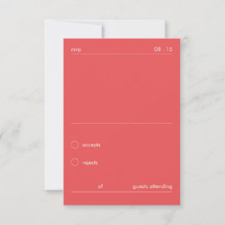 Chic Bold Minimalist Red Wedding RSVP Card