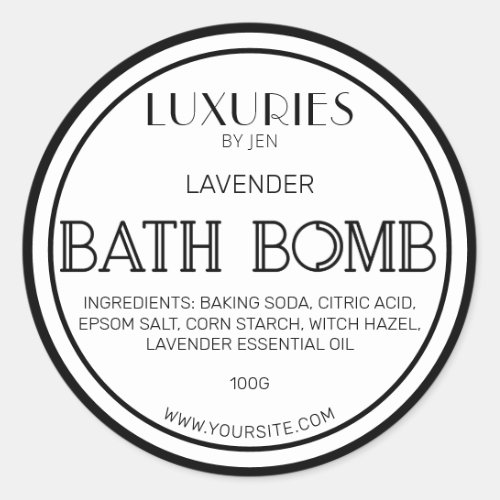 Chic Bold Modern Black And White Bath Bomb Label