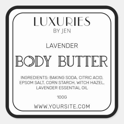 Chic Bold Modern Black And White Body Butter Label