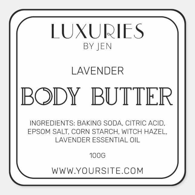 Chic Bold Modern Black And White Body Butter Label (Front)