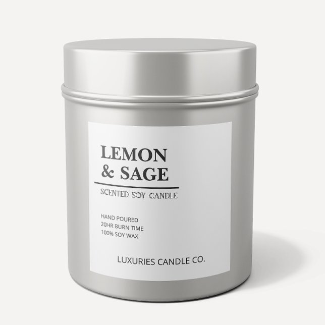 Chic Bold Modern Black And White Soy Candle Label (Creator Uploaded)