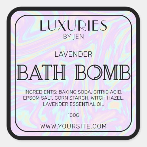 Chic Bold Modern Holographic Bath Bomb Spa Label