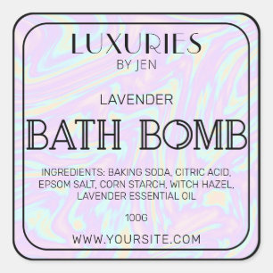 Chic Bold Modern Holographic Bath Bomb Spa Label