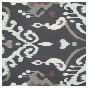 Chic bold neutral black white ikat tribal pattern fabric