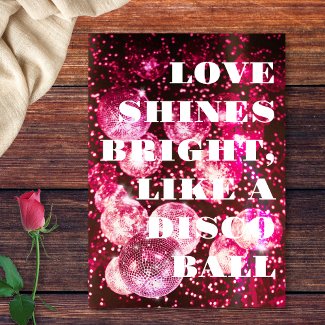 Chic Bold Pink Glitter Retro Disco Balls Wedding