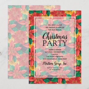 Chic Bold Poinsettias Christmas Party Invitations