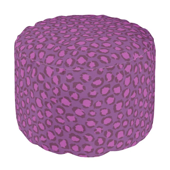 Chic bold purple white cheetah print pattern pouf (Angled Front)