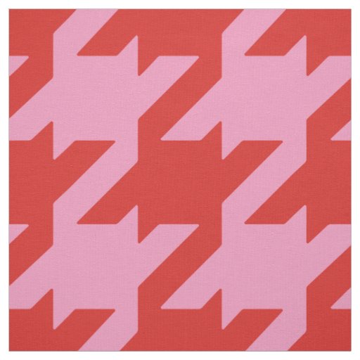 Chic bold red and pink houndstooth pattern fabric