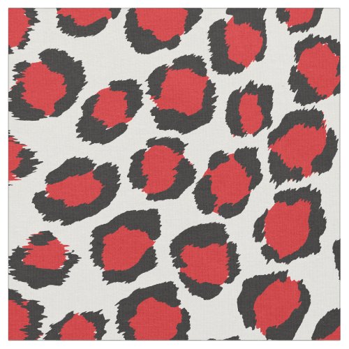 Chic bold red black white cheetah print pattern fabric