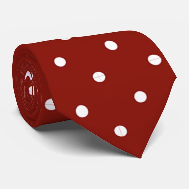 Chic Bold Red Polka Dot Neck Tie (Rolled)