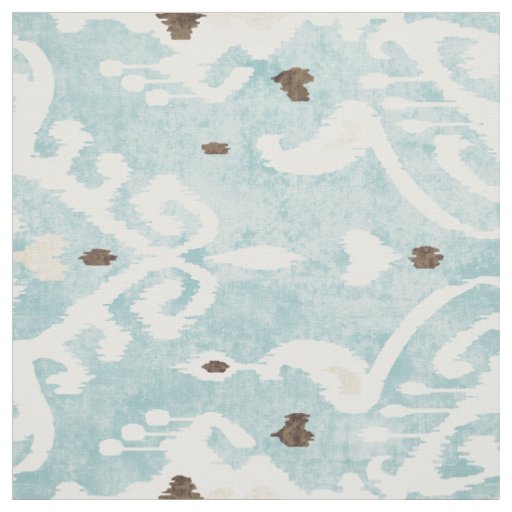 Chic bold turquoise white ikat tribal patterns fabric