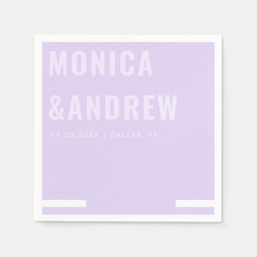 Chic Bold Typography Modern Lilac Lavender Wedding Napkins