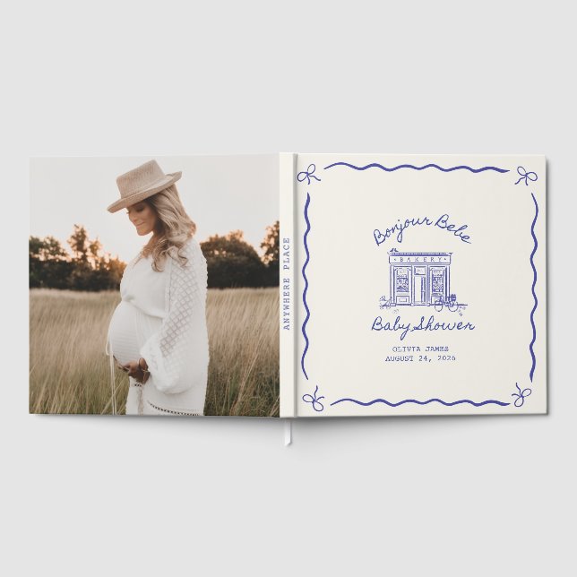 Chic Bonjour bebe baby shower Guest Book (Full)