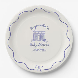 Chic Bonjour bebe baby shower Paper Plates