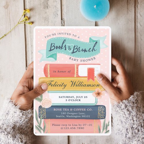 Chic Books  Brunch Floral Baby Shower Invitation