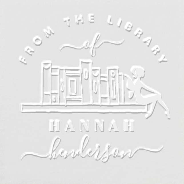 Chic Bookshelf Fairy From The Library Custom Book Embosser (Design)