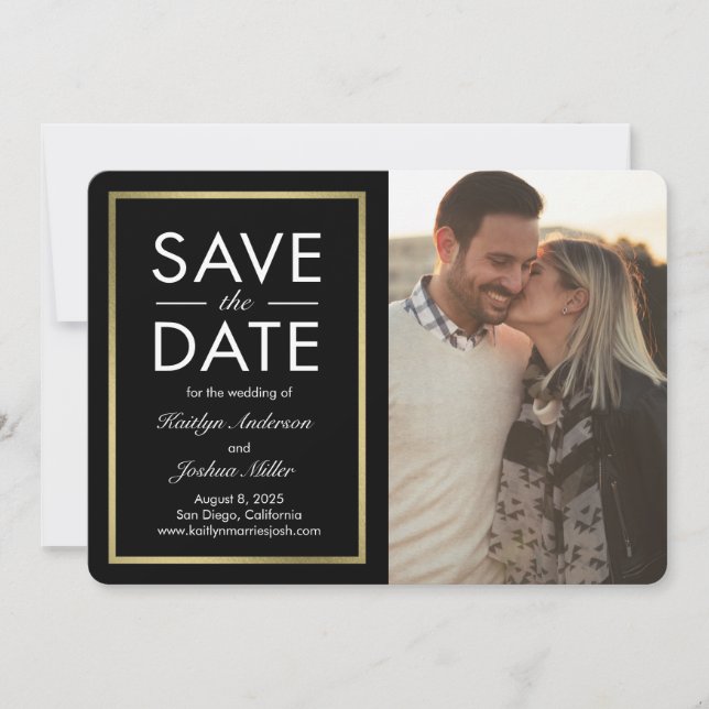 Chic Border Editable Color Save The Date Card (Front)