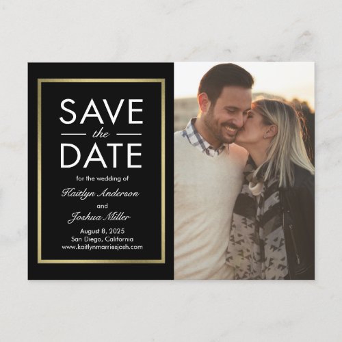 Chic Border Editable Color Save The Date Postcard
