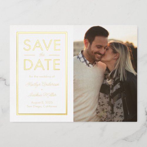 Chic Border Foil Editable Color Save The Date Foil Invitation Postcard