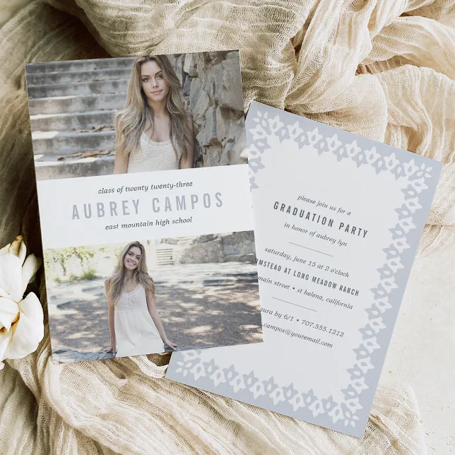 Chic Border | Photo Graduation Party Invitation | Zazzle