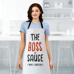 Chic Boss Mom Red Black White Modern Family Baking Apron