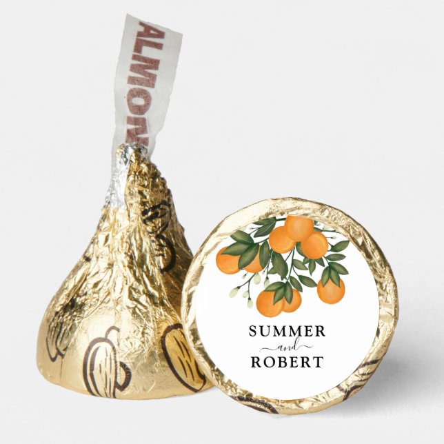 Chic Botanical Citrus Orange Orchard Wedding Hershey®'s Kisses® (Front)
